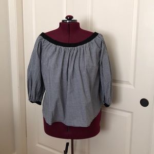 Black gingham off the shoulder top